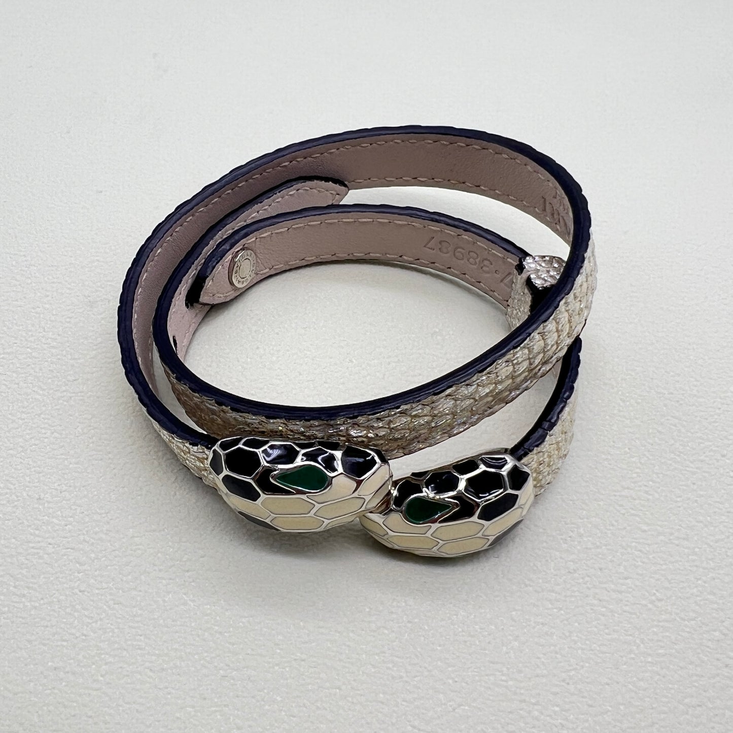 Bvlgari Vintage Serpenti Forever Shiny Lizard Leather Bracelet