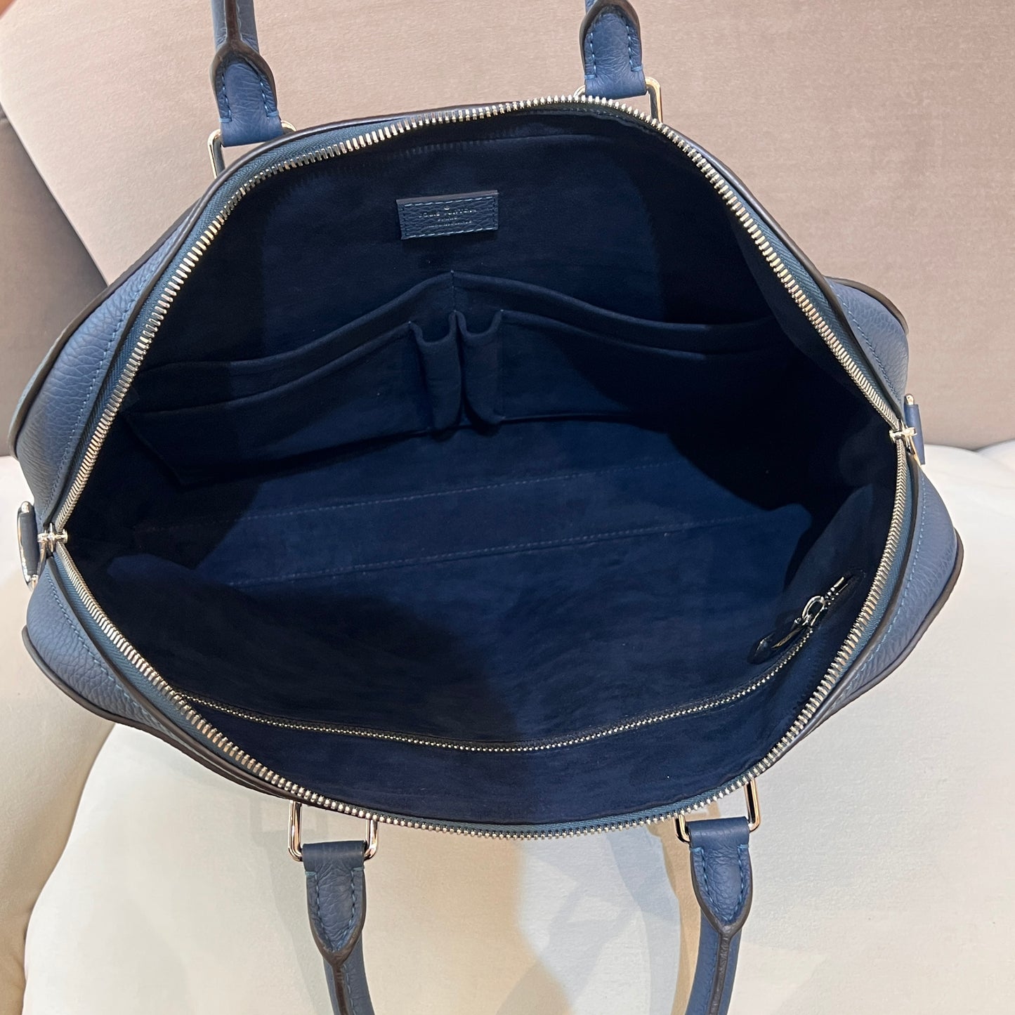 Louis Vuitton Vintage Blue Grained Leather Structured Briefcase Shoulder Bag