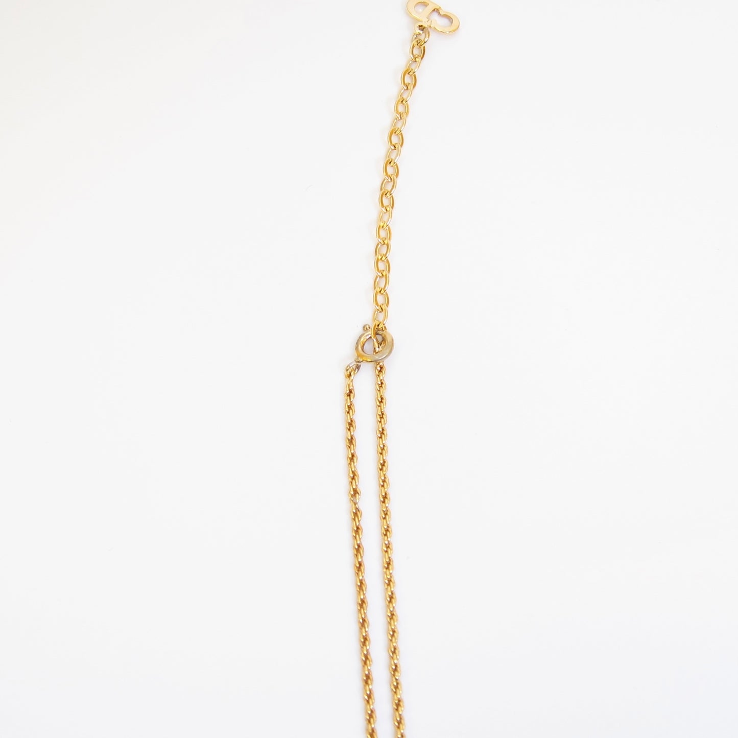 Christian Dior Vintage Dior Logo in Heart with Rhinestone Golden Necklace