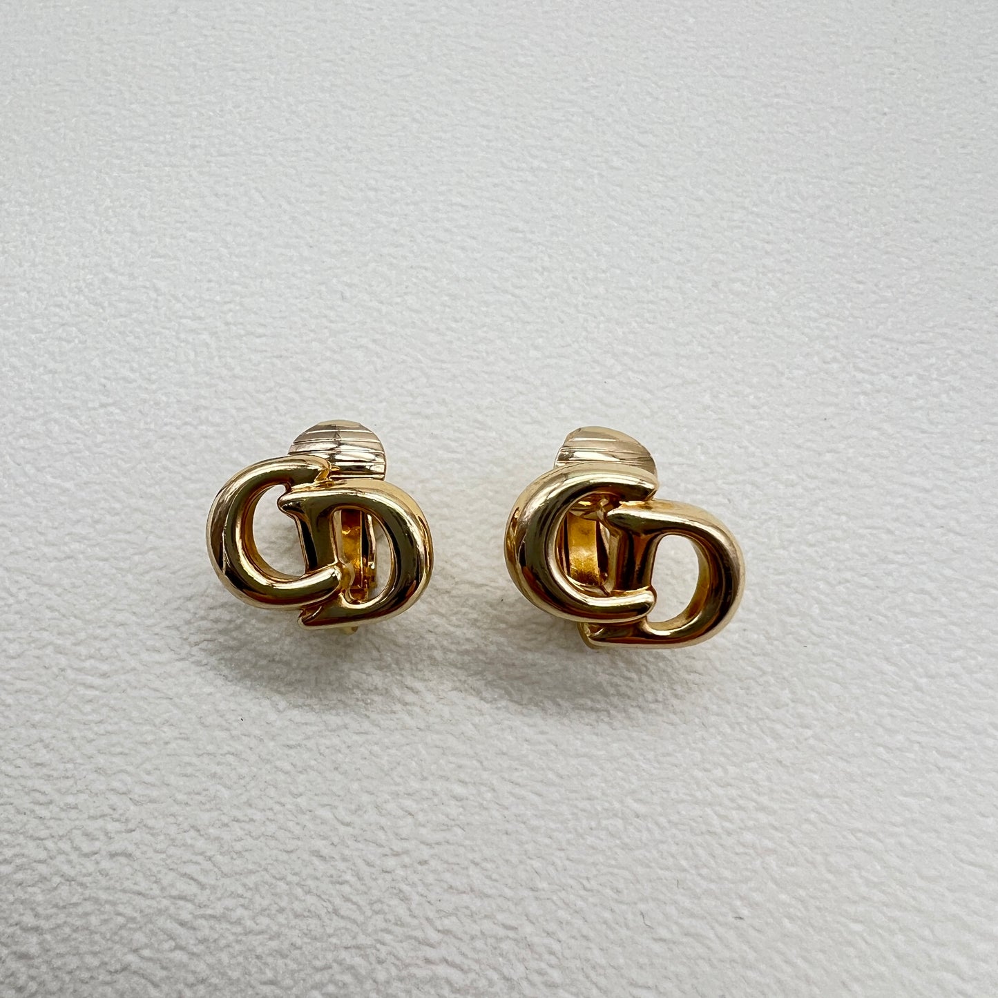 Christian Dior Vintage CD Logo Golden Clip-on Earrings