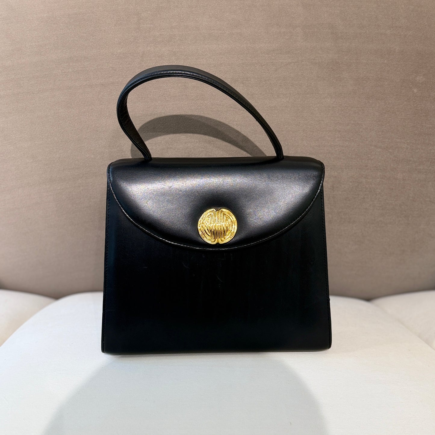 Givenchy Leather Buckle Black Leather Top Handle Handbag