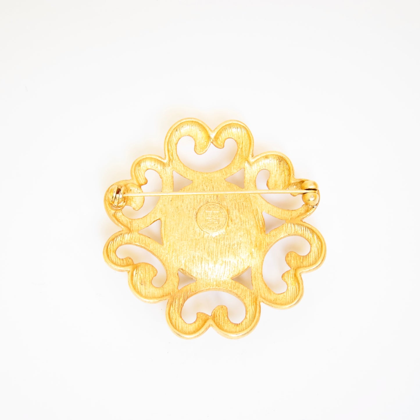 Givenchy Vintage Pearl and Heart Golden Brooch