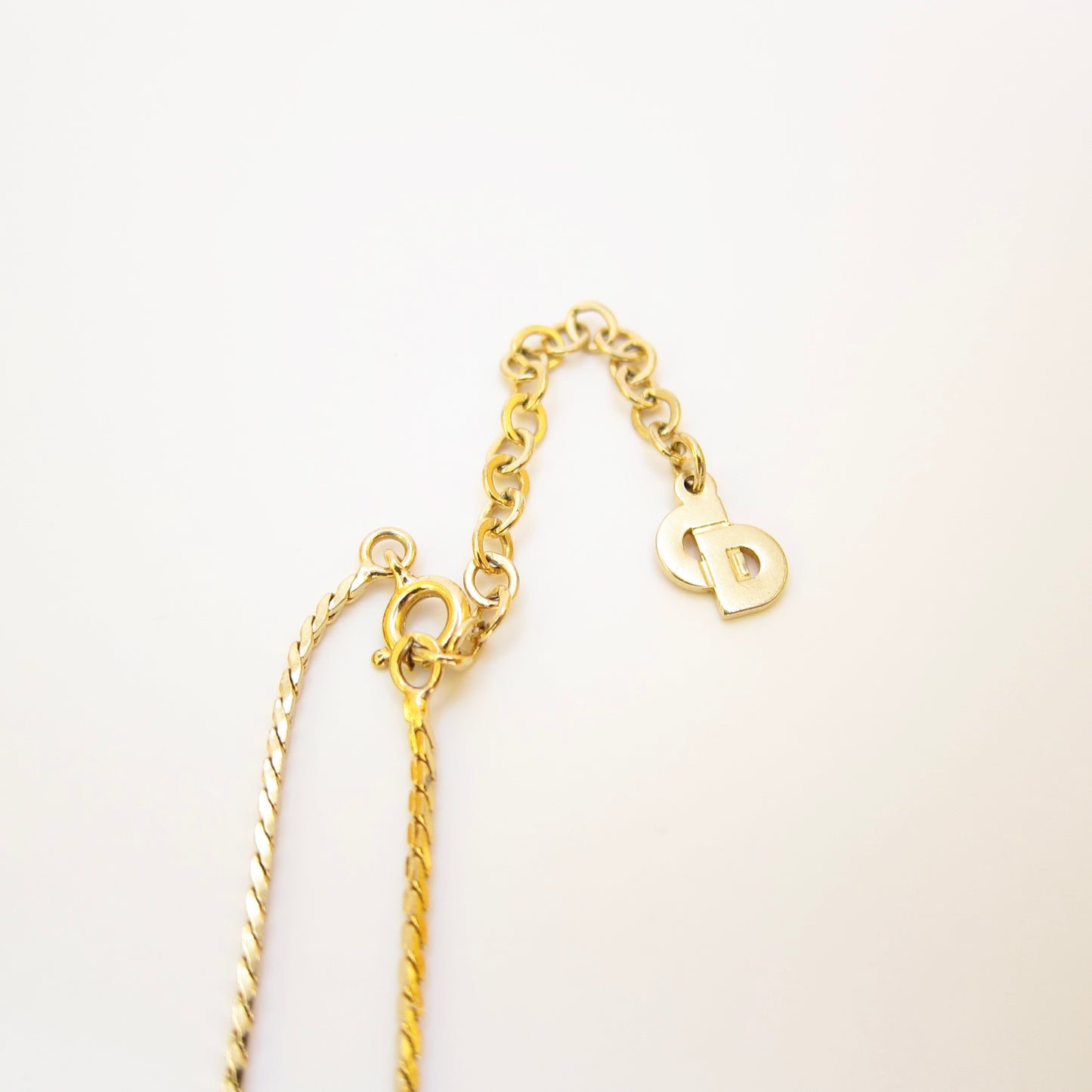 Christian Dior Vintage CD Logo and Rhinestone Golden Necklace