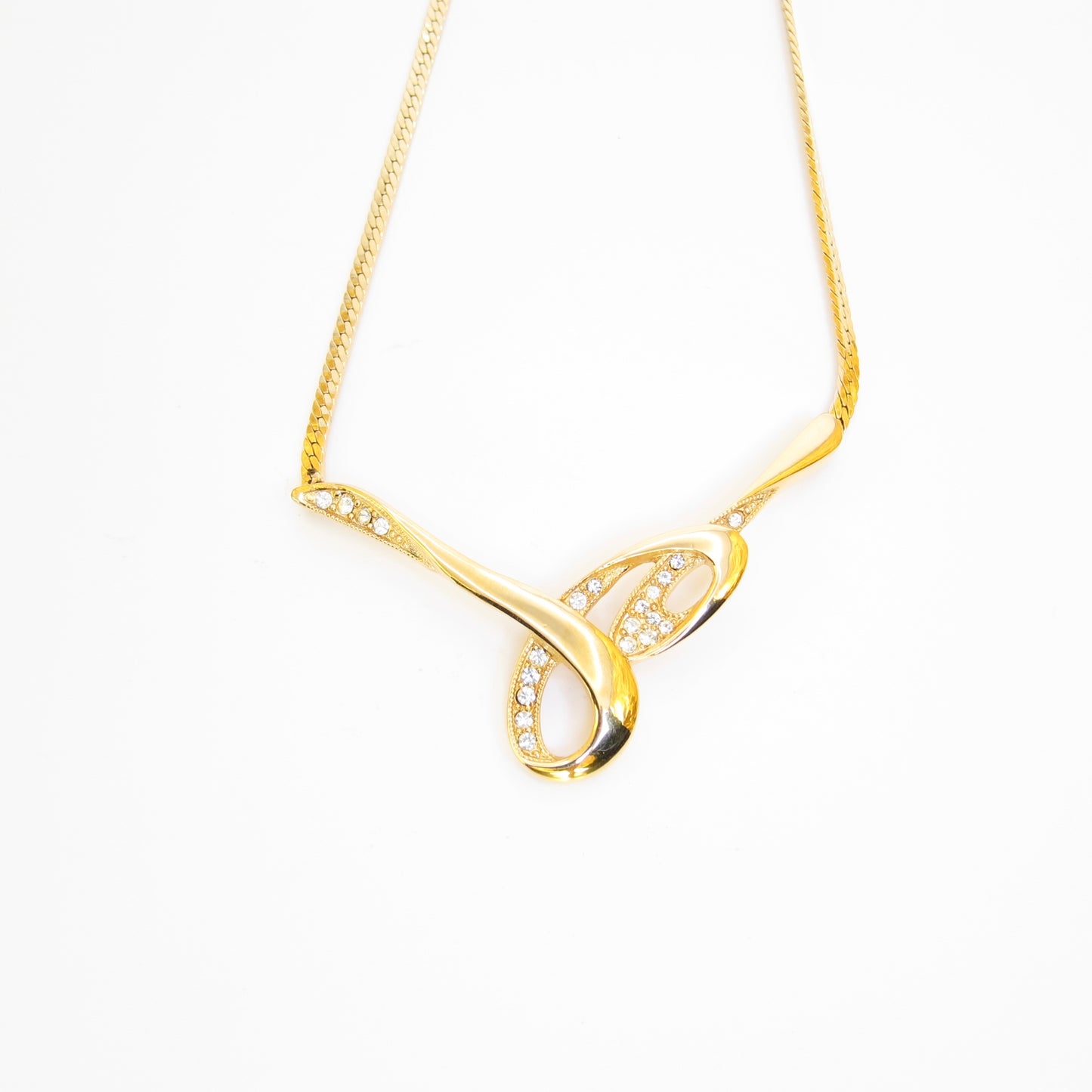 Givenchy Vintage Stylish Rhinestone Golden Pendant Necklace