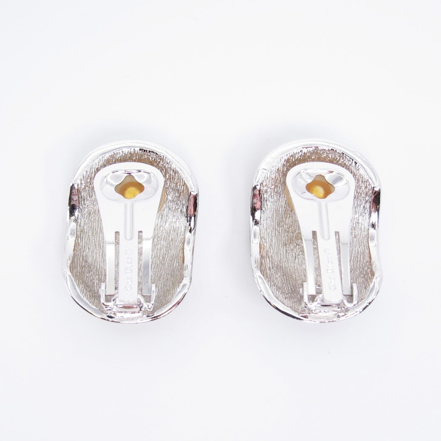 Christian Dior Vintage Black and Rhinestone Silver Clip-on Earrings
