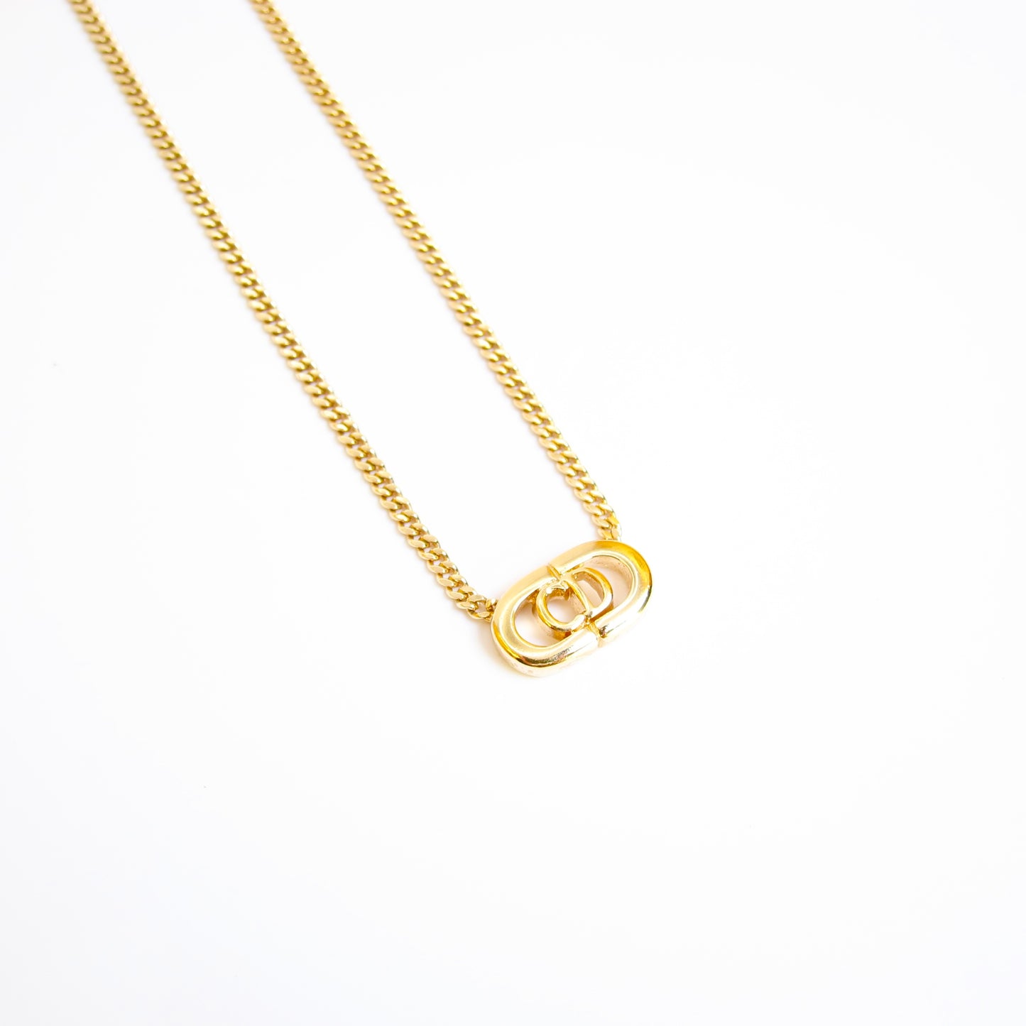 Christian Dior Vintage CD Logo Golden Necklace