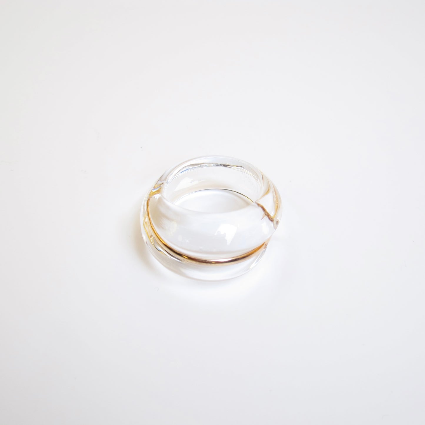 Baccarat Vintage 18K Gold and Clear Crystal Ring #13