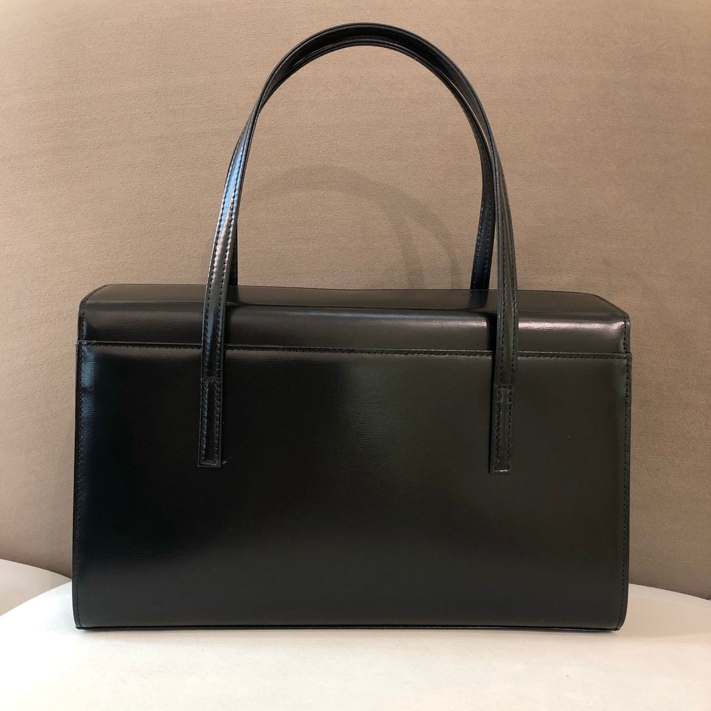 Givenchy Vintage Minimalist Black Leather Structured Handbag
