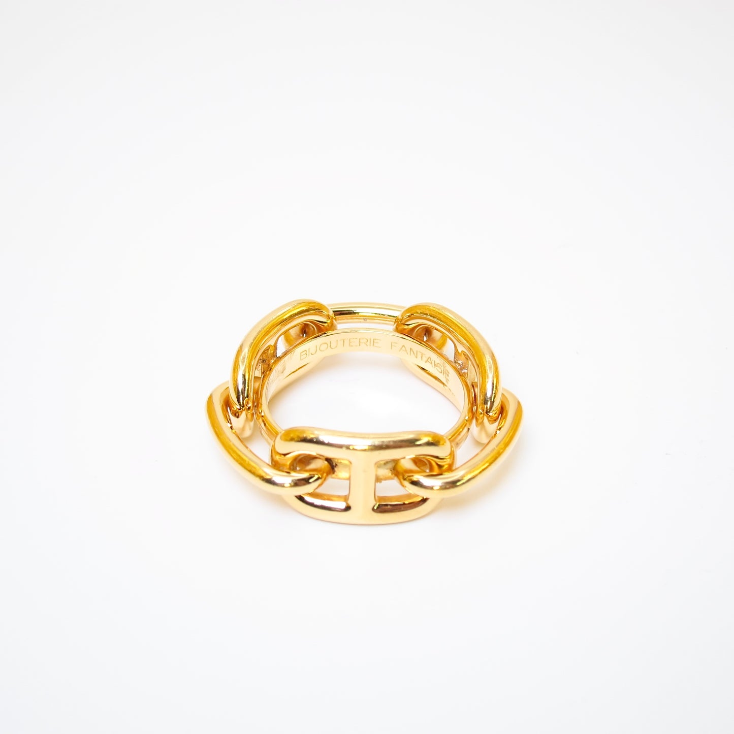 Hermes Vintage Lucade Chaine D'Ancre Golden Scarf Ring