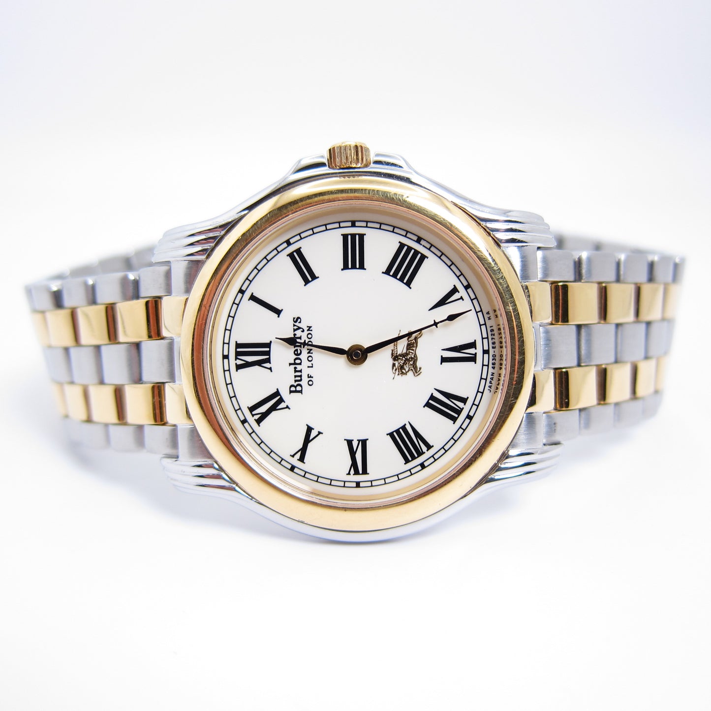 Burberry Vintage Round White Face Two Tone Watch