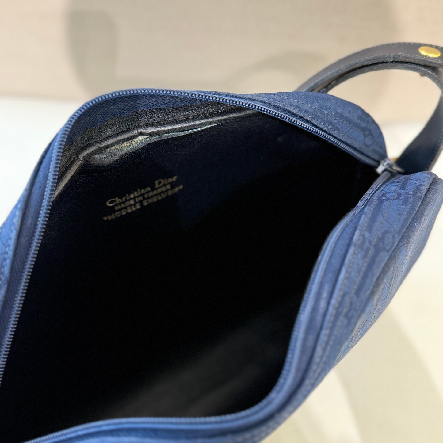 Christian Dior Navy Trotter Patten Shoulder Bag