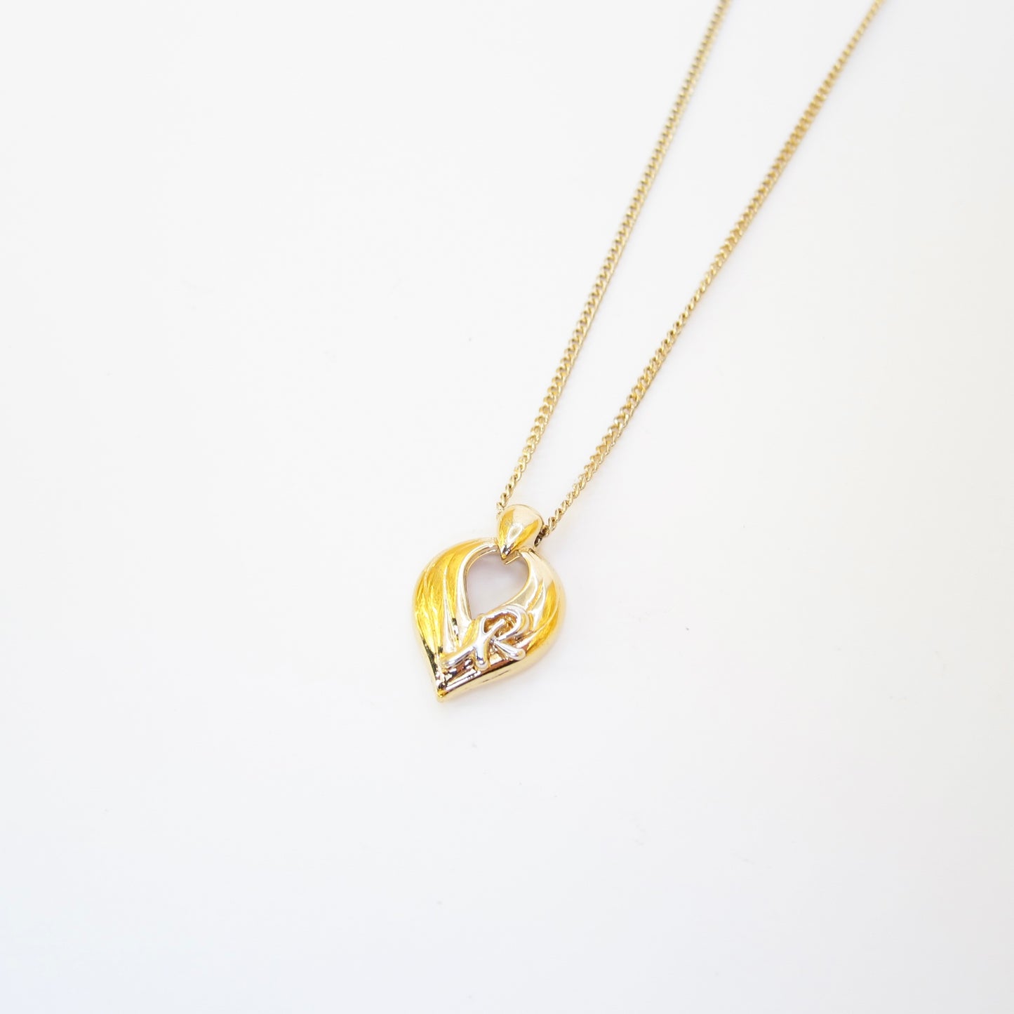 Nina Ricci Vintage NR Logo on Spade Shape Golden Necklace