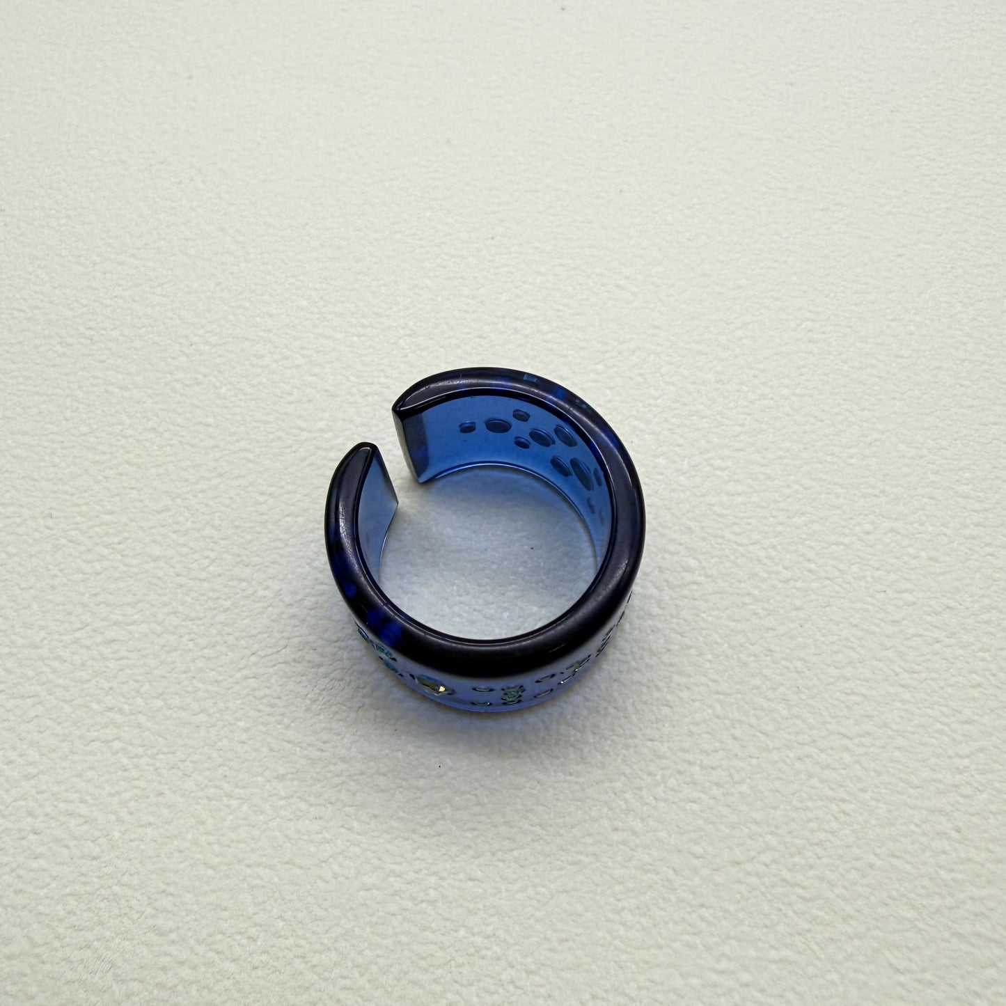 Christian Dior Vintage Dior Logo with Rhinestone Blue Color Plastic Ring