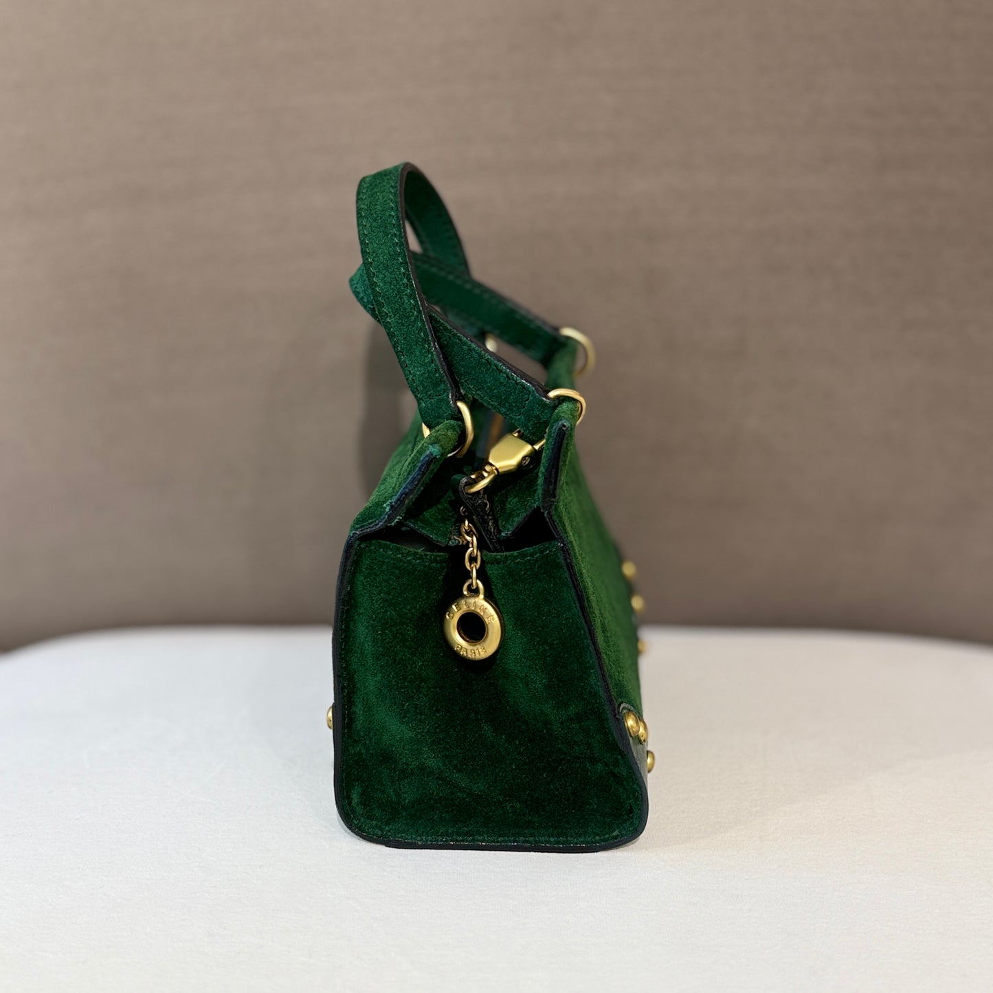 Celine Vintage Green Suede Mini Shoulder Bag