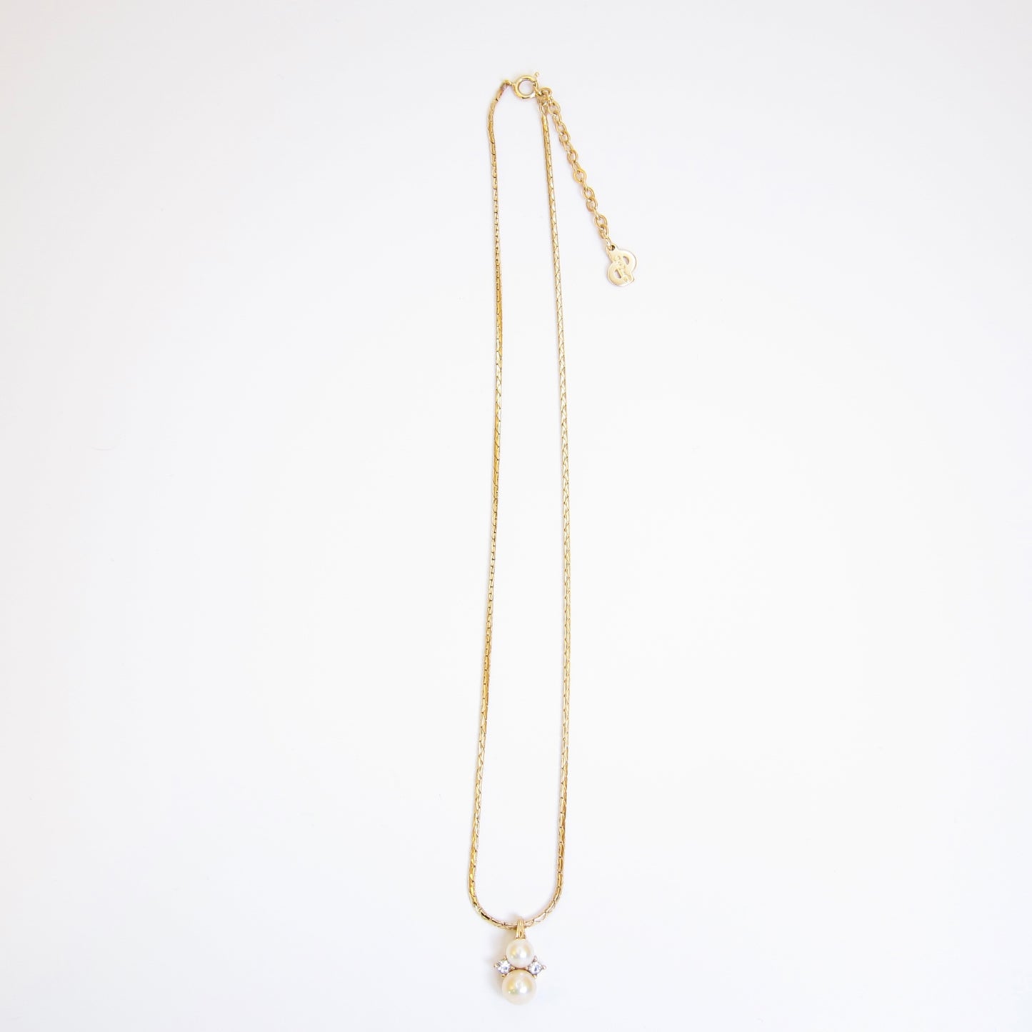 Christian Dior Vintage Pearl and Rhinestone Golden Necklace