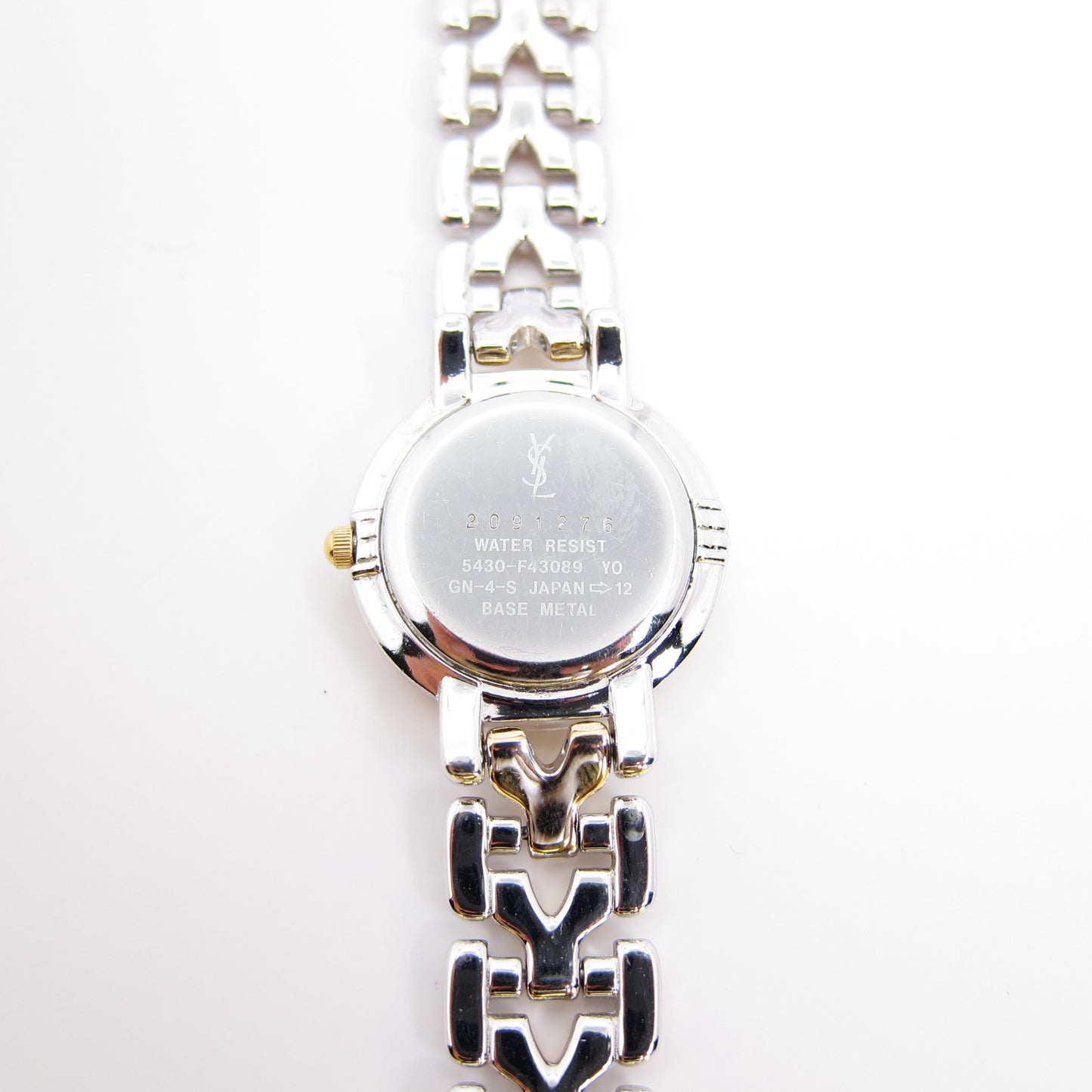 Yves Saint Laurent Vintage Gold and Silver Two Tone Watch with Y Logo Bracelet