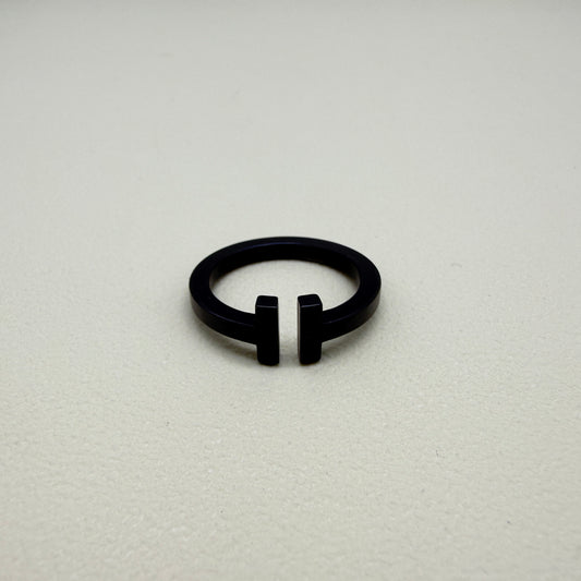 Tiffany Vintage T Square in Black Stainless Steel Ring