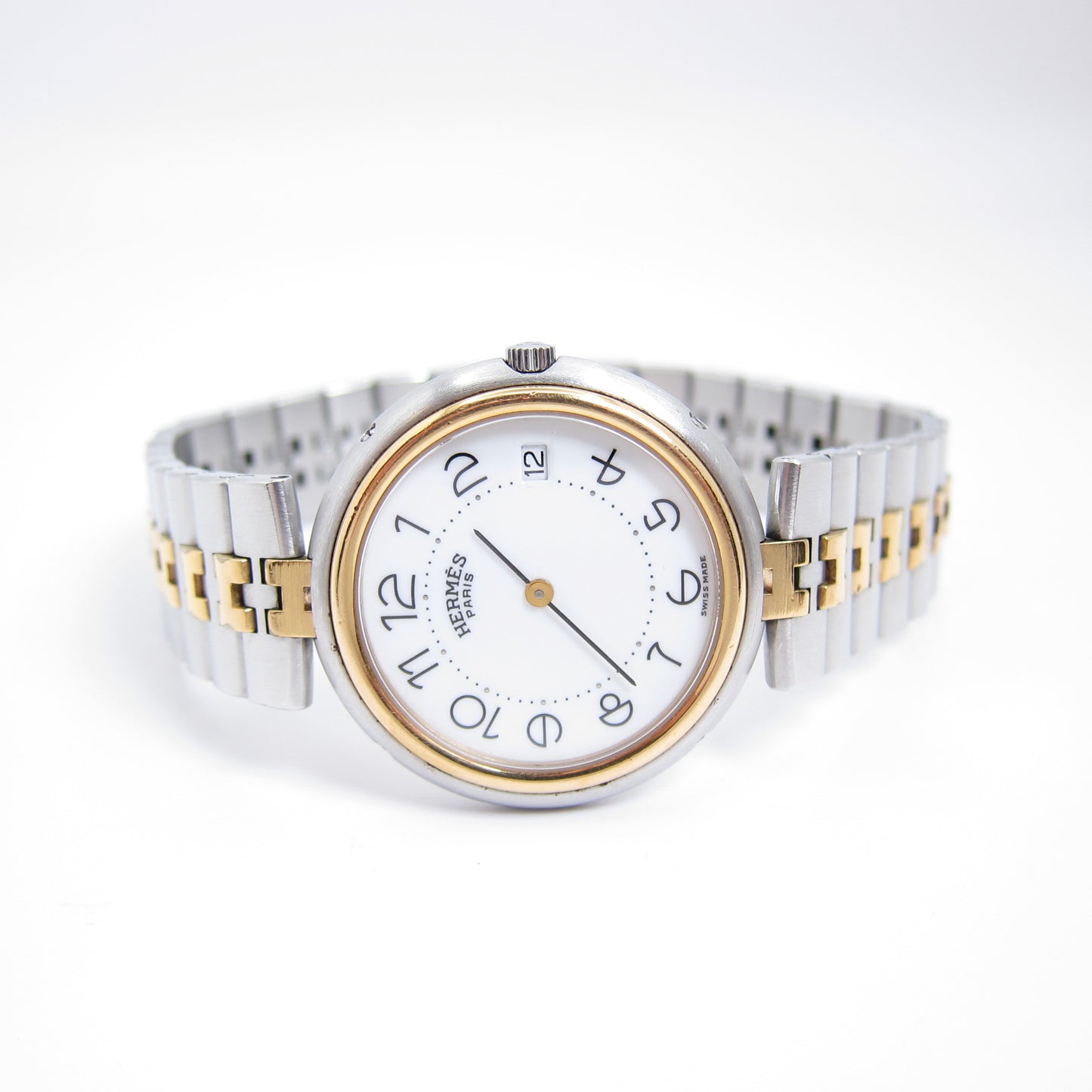 Hermes Vintage Profile White Face with Date and H Bracelet Watch