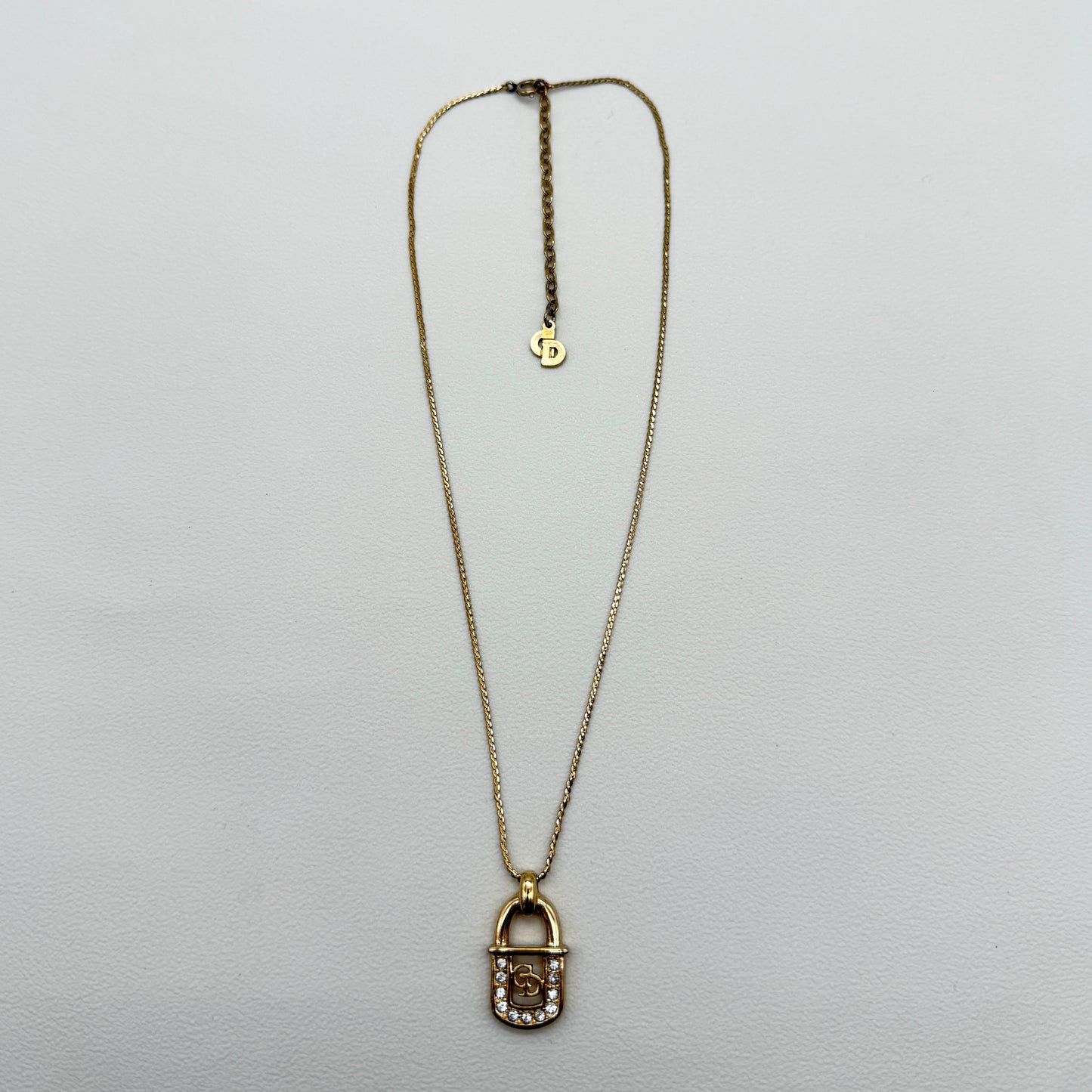 Christian Dior Vintage CD Logo in Lock Golden Necklace
