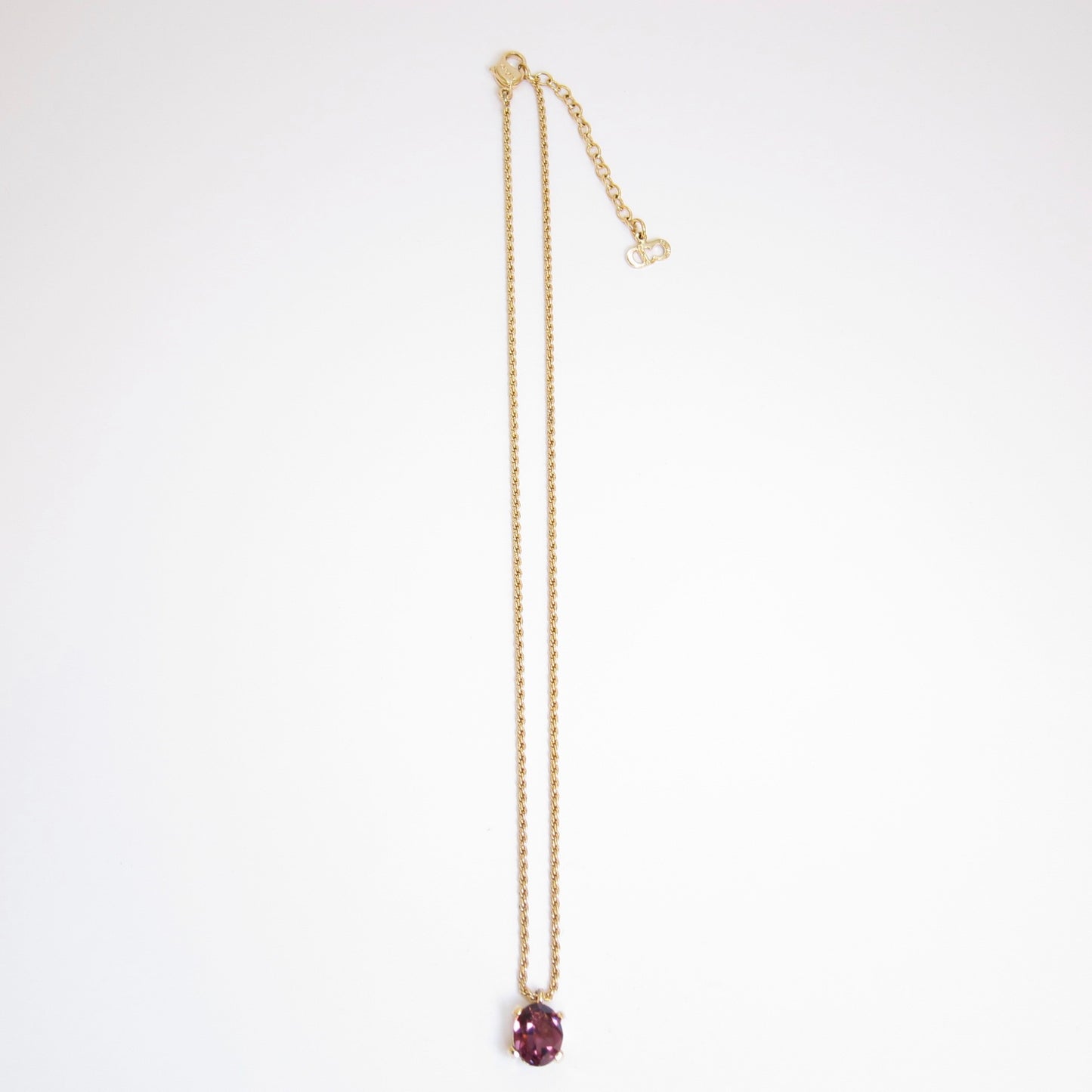 Christian Dior Vintage Plum Color Stone Golden Necklace
