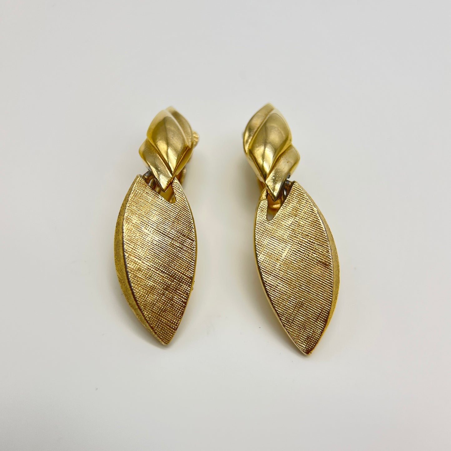 Givenchy Vintage Leaf Shape Dangling Golden Clip-on Earrings
