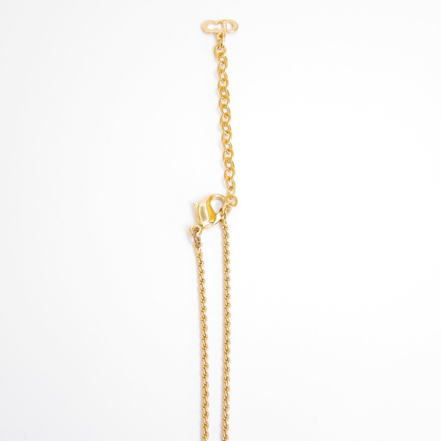 Christian Dior Vintage CD Logo Twist Rope Tassel Pendant Golden Necklace