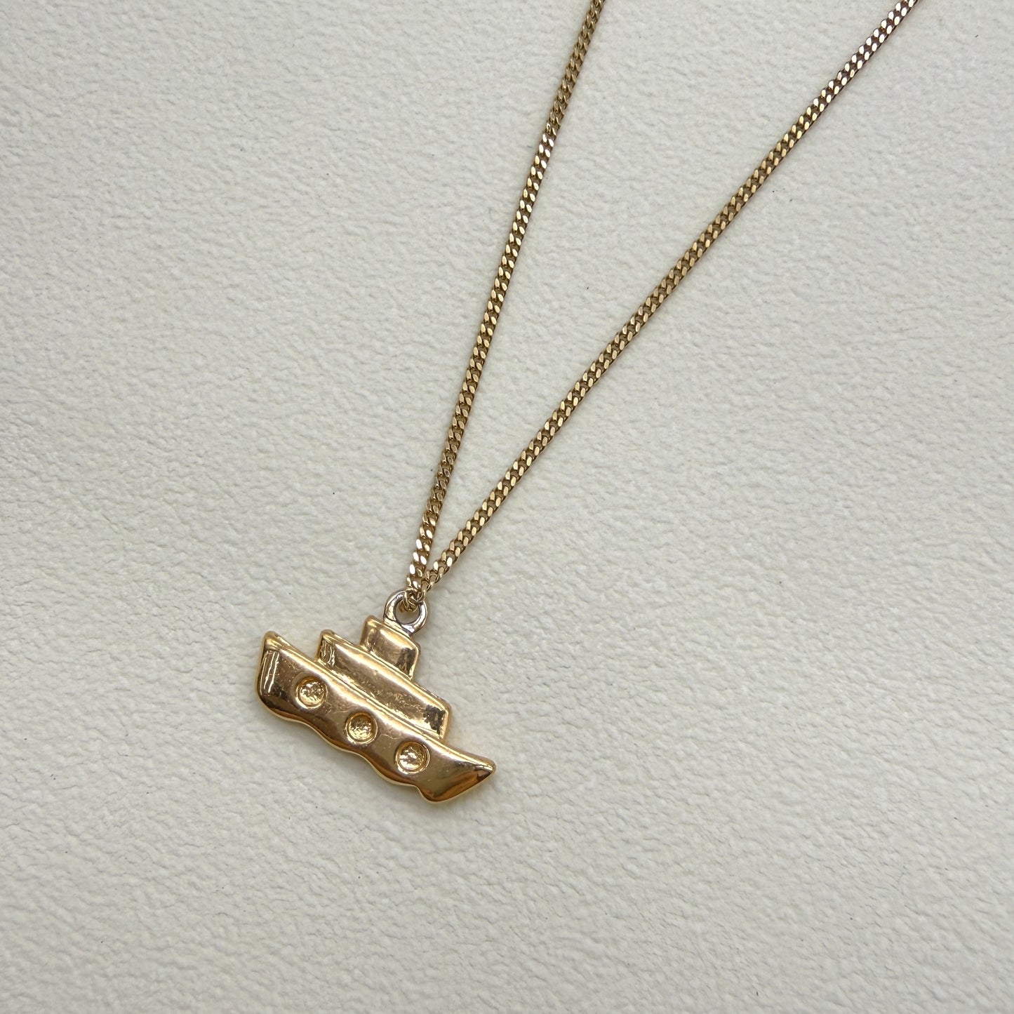 Givenchy Vintage Ship Motif Pendant Golden Necklace
