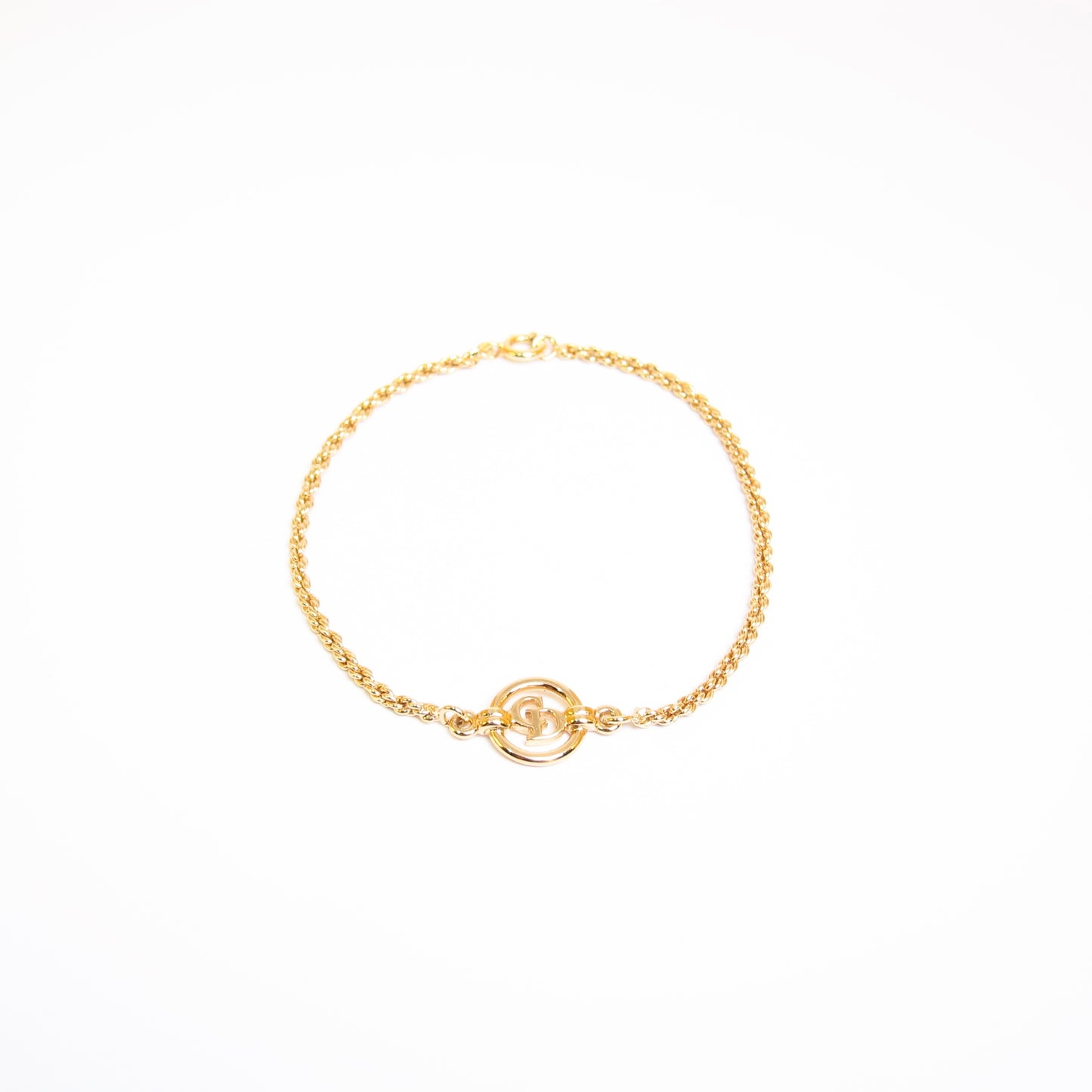 Christian Dior Vintage CD Logo in Circle Golden Bracelet