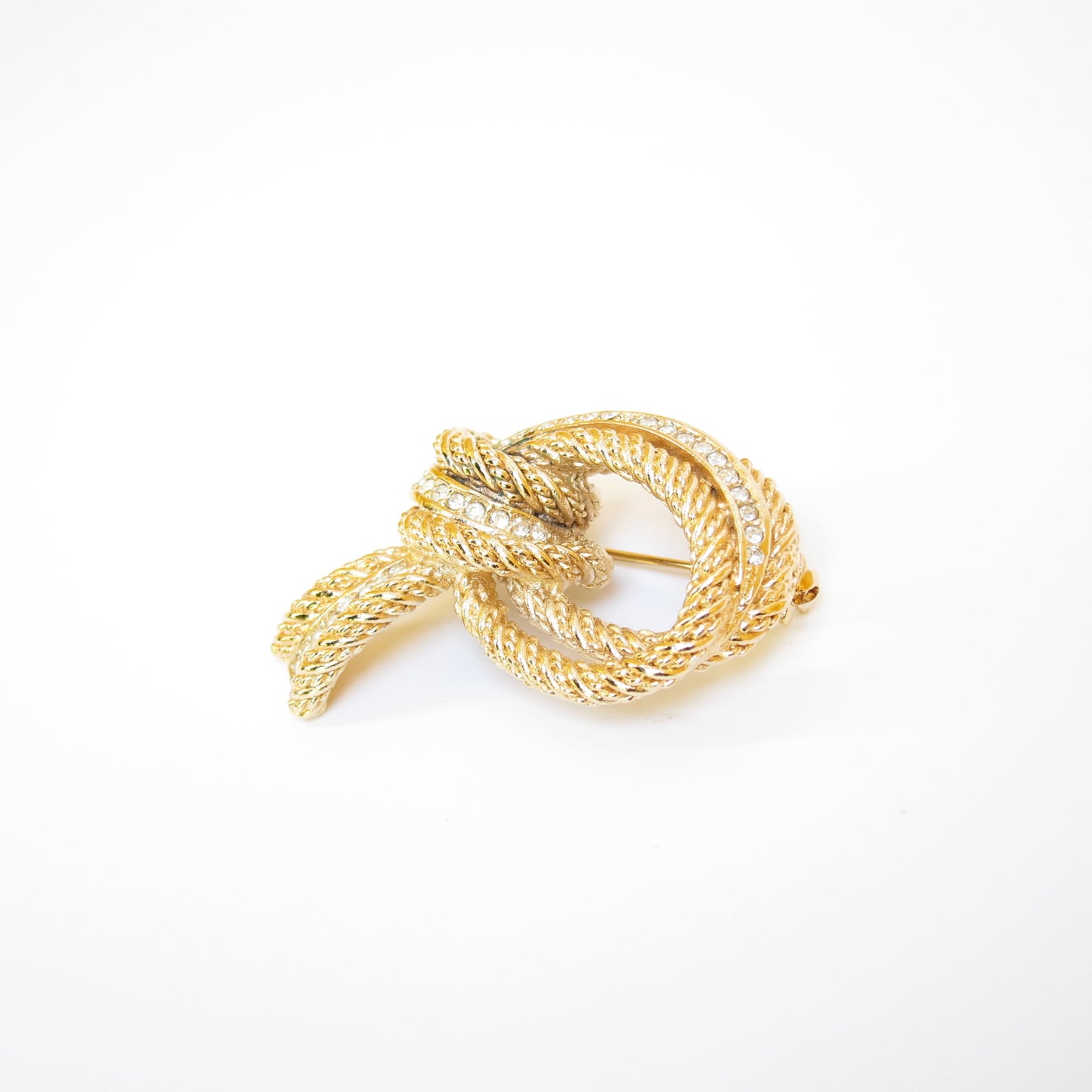 Christian Dior Vintage Knot with Rhinestone Golden Brooch