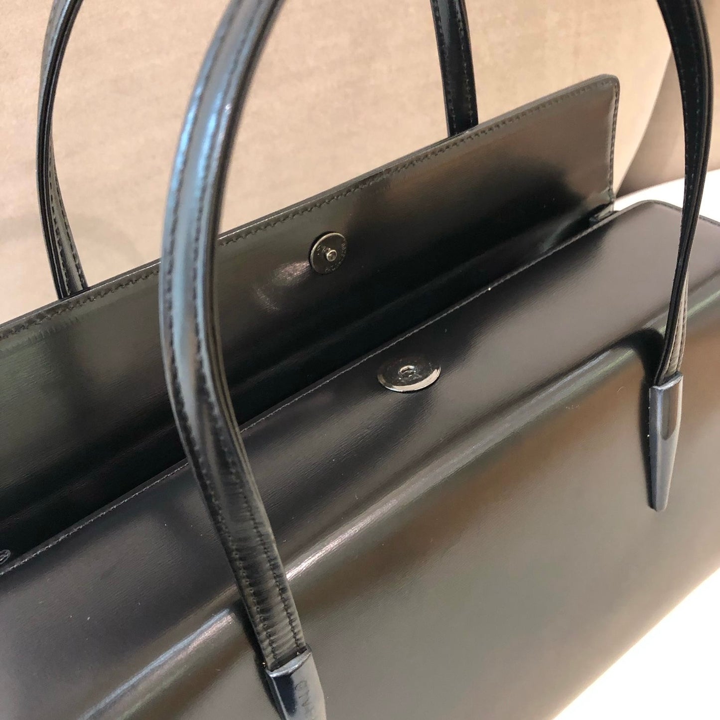 Givenchy Vintage Minimalist Black Leather Structured Handbag