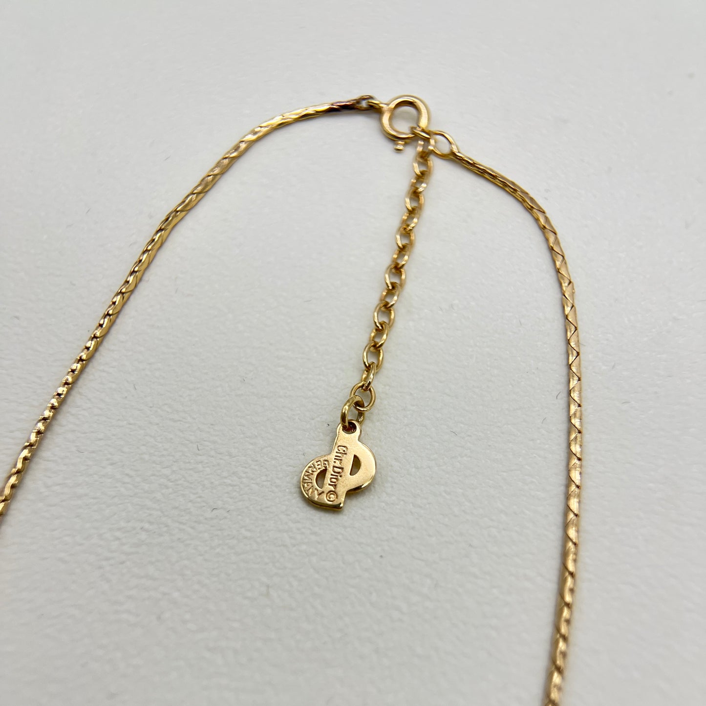Christian Dior Vintage CD Logo in Circle Golden Necklace