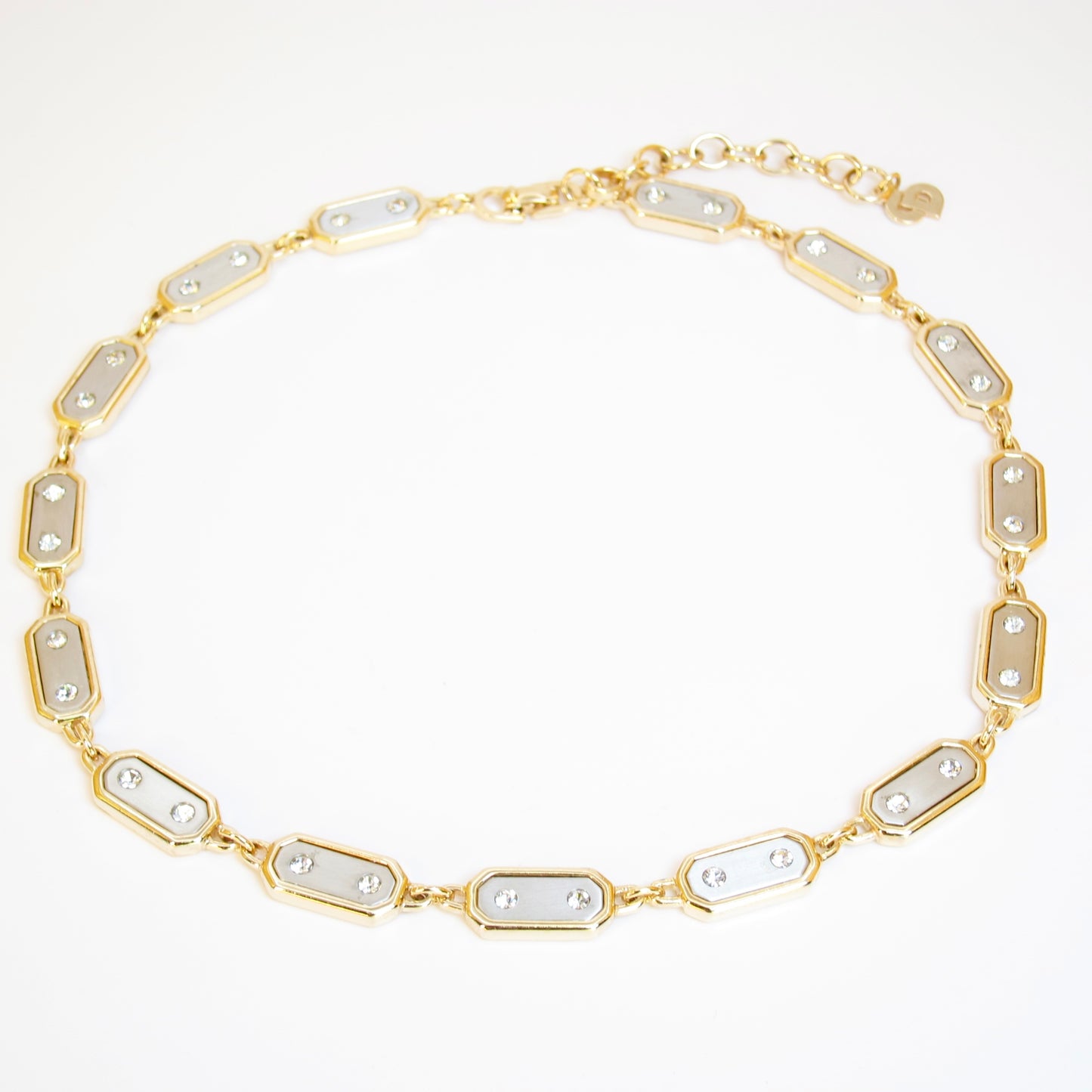 Christian Dior Vintage Stylish Rhinestone with Silver and Golden Necklace