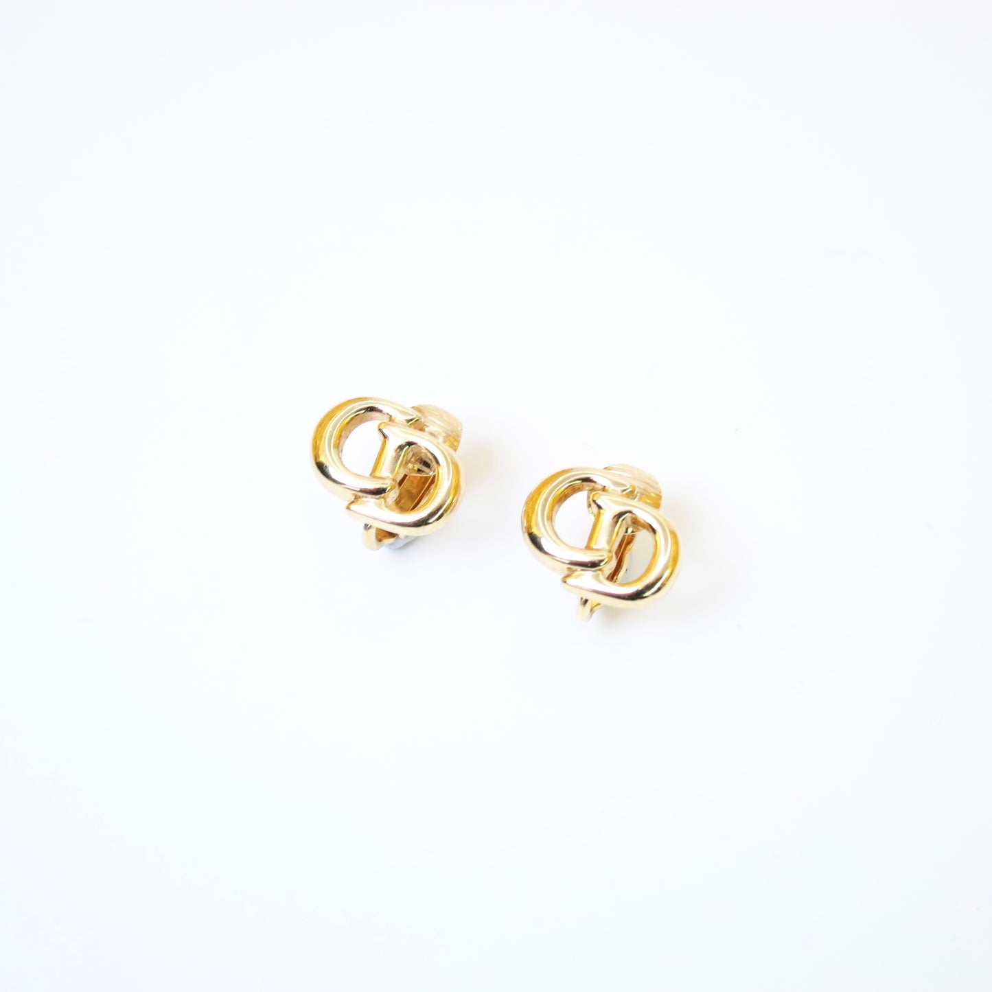 Christian Dior Vintage CD Logo Golden Clip-on Earrings