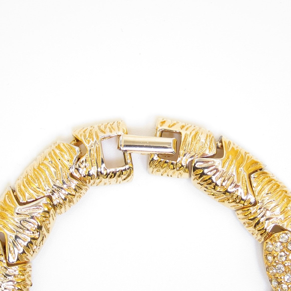Givenchy Vintage Crystal Textured Link Bracelet