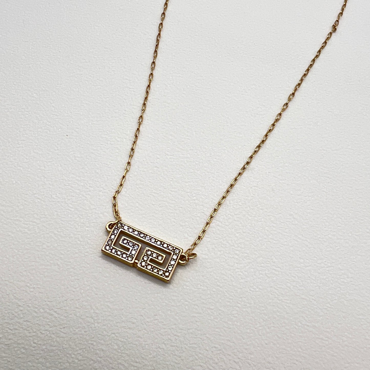 Givenchy Vintage GG Logo with Rhinestone Golden Necklace