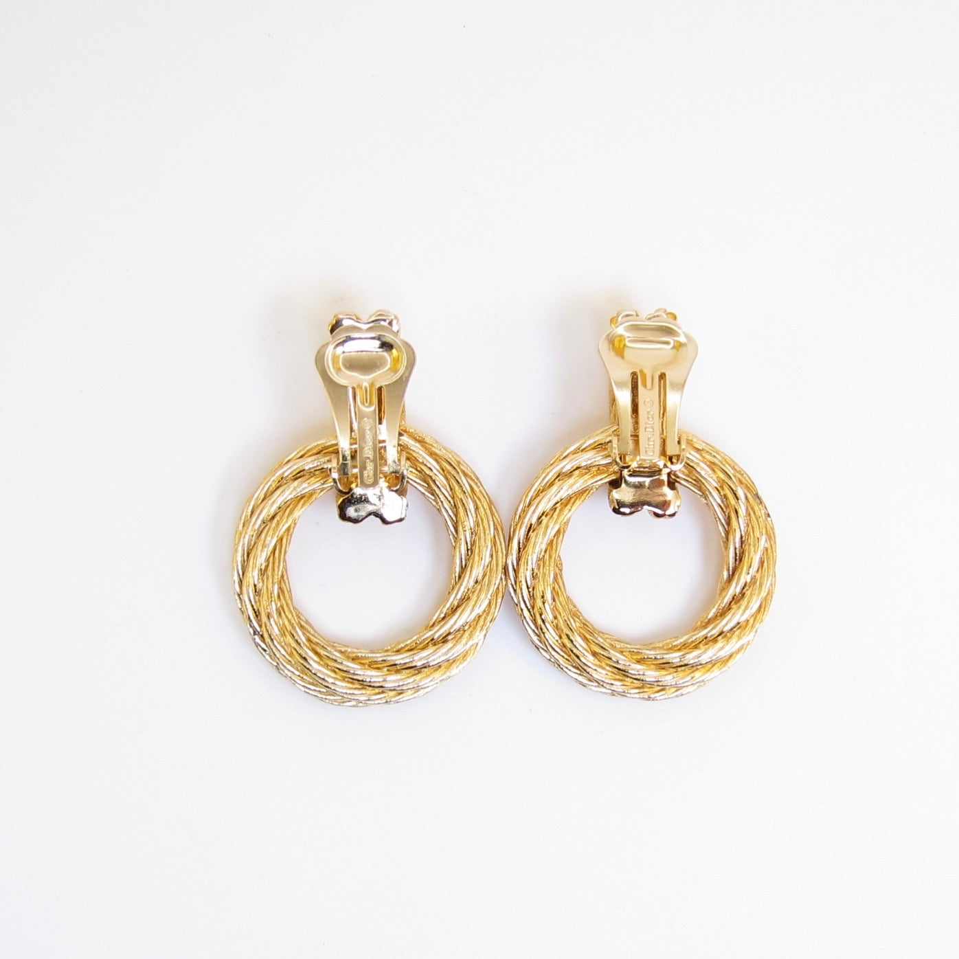 Christian Dior Vintage Twisted Rope Golden Clip-on Earrings