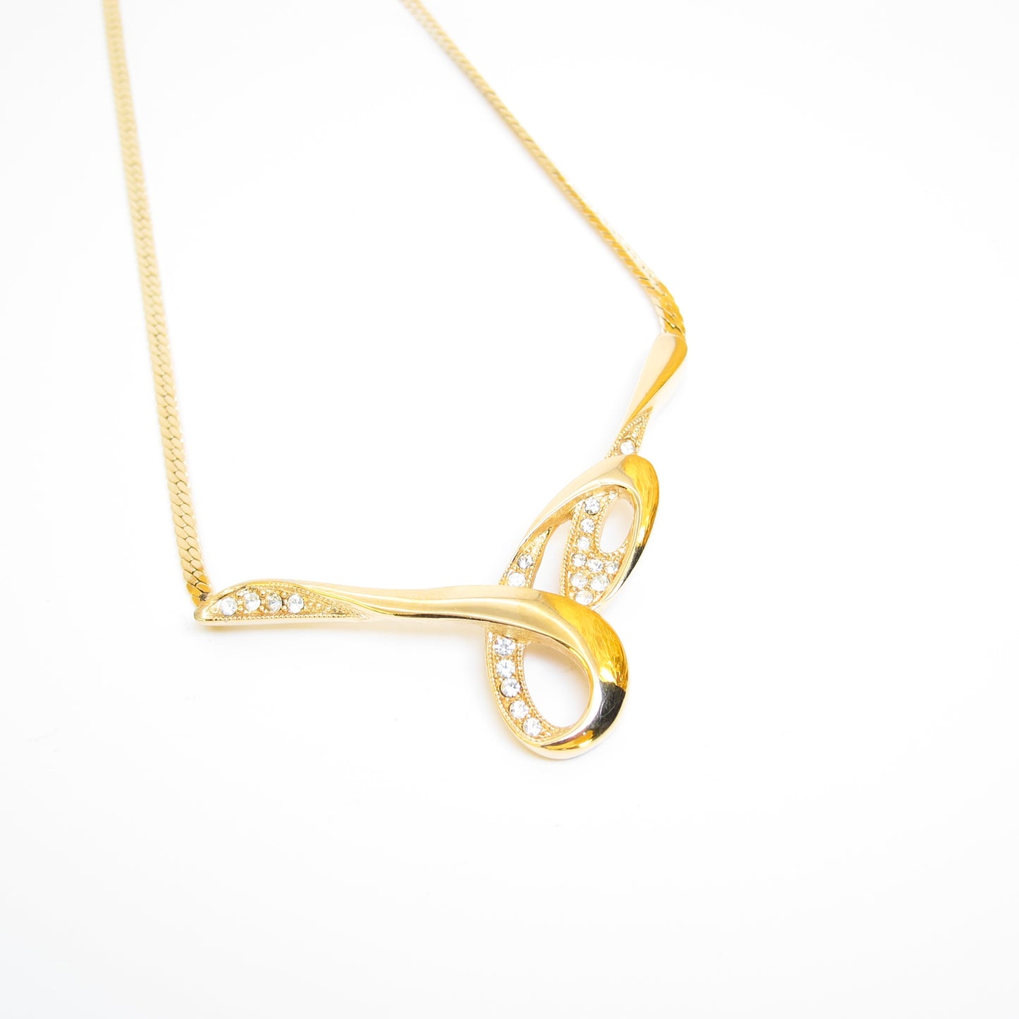 Givenchy Vintage Stylish Rhinestone Golden Pendant Necklace