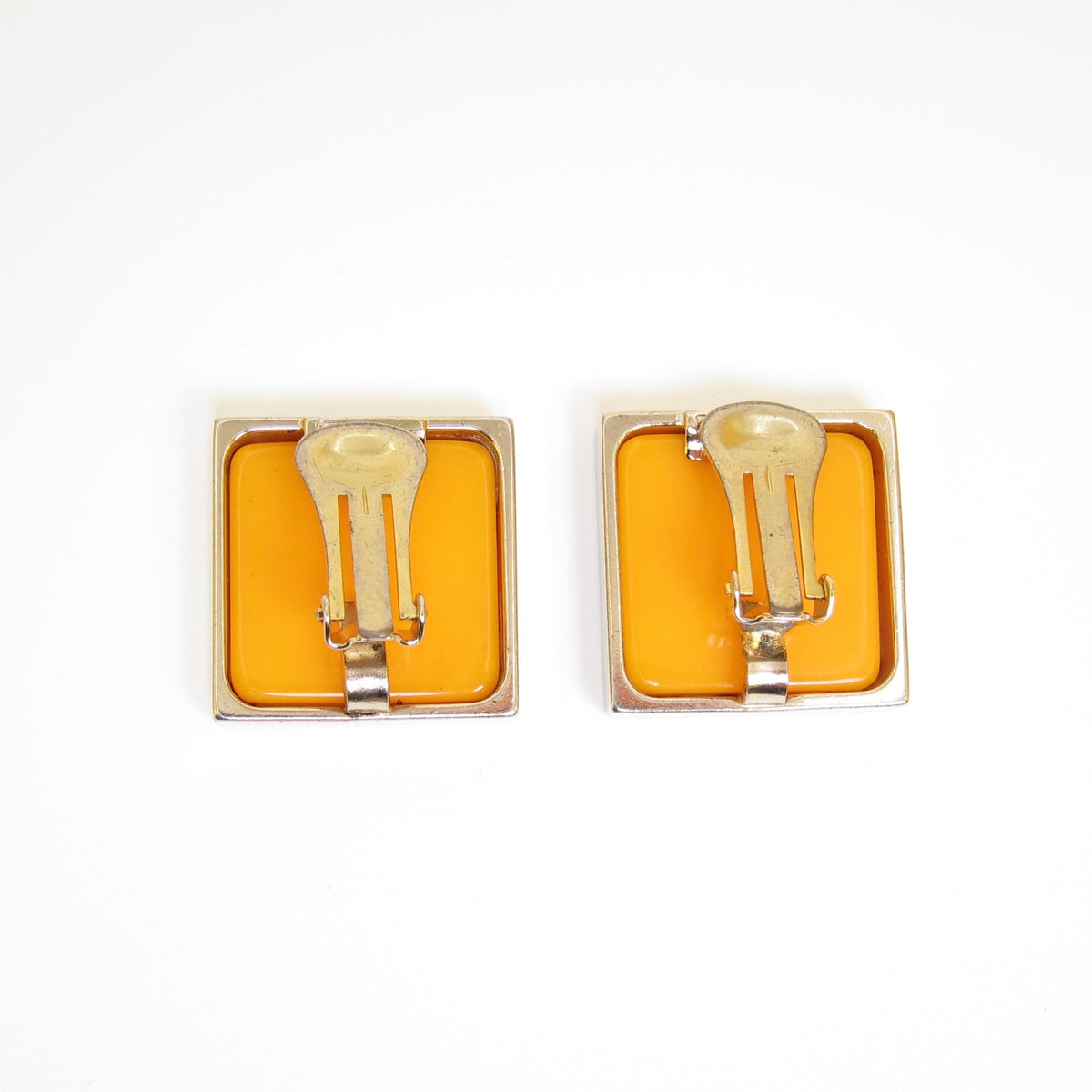 Ferragamo Orange Square Clip-On Earrings