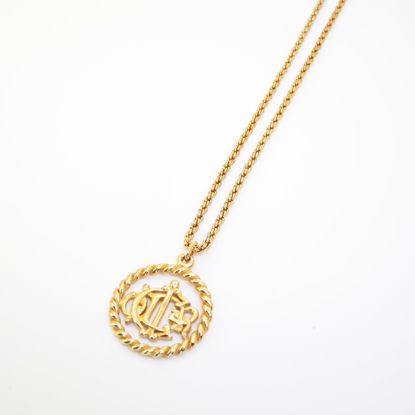 Christian Dior Vintage Dior Logo in Twist Circle Golden Necklace