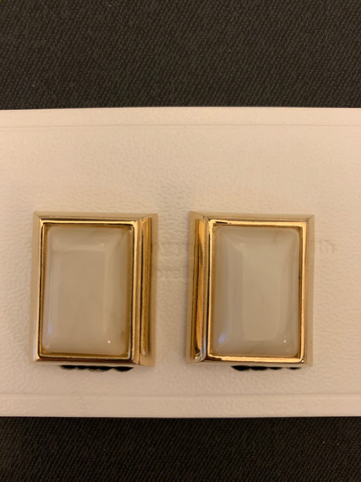 Givenchy Vintage Rectangle White Stone Golden Clip-on Earrings