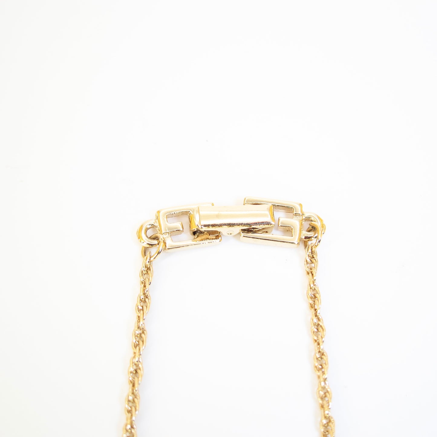 Givenchy Vintage G Logo in Rhombus with Rhinestone Golden Necklace