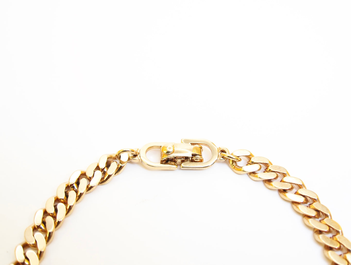 Christian Dior Vintage CD Logo with Rhinestone Golden Bracelet
