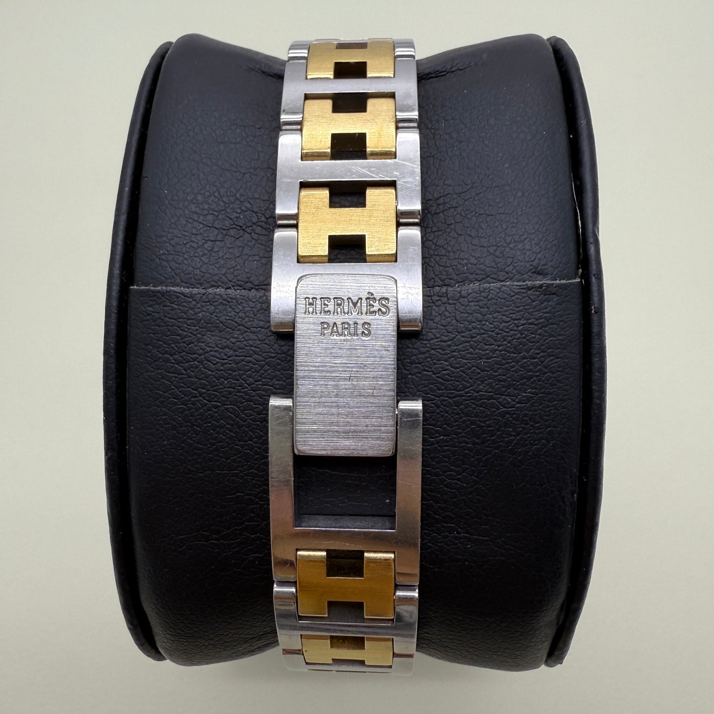 Hermes Vintage Cloajure Yellow Face with H Bracelet Two Tone Ladies Watch