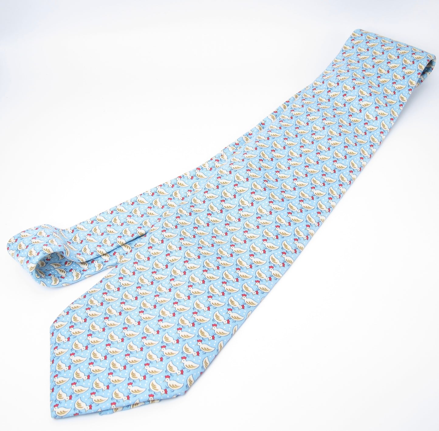 Hermes Vintage Rooster Pattern Silk Tie