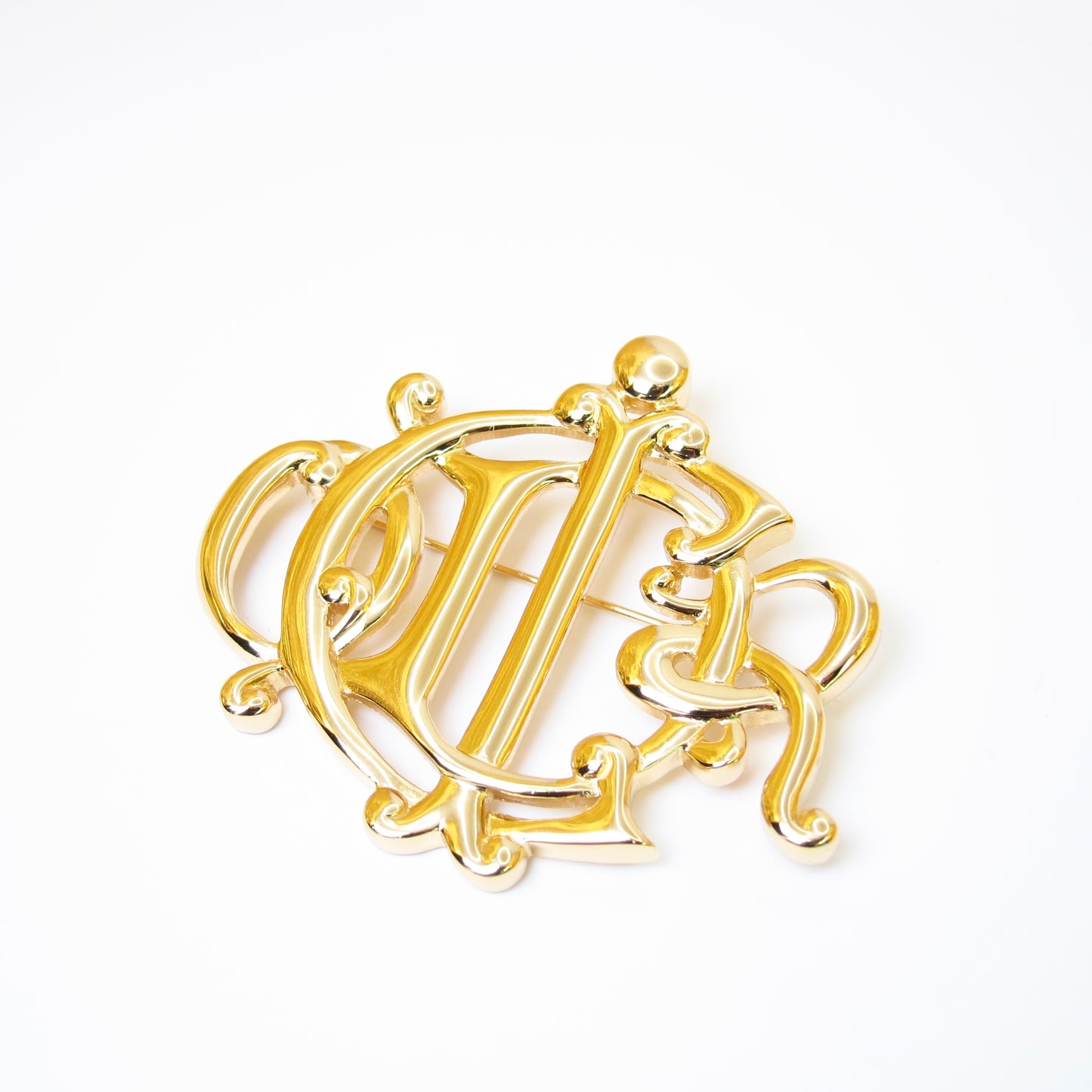 Christian Dior Vintage Dior Logo Golden Brooch