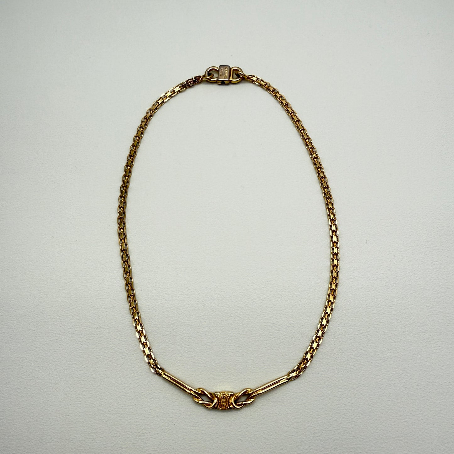 Celine Vintage Triomphe Pendant Golden Necklace