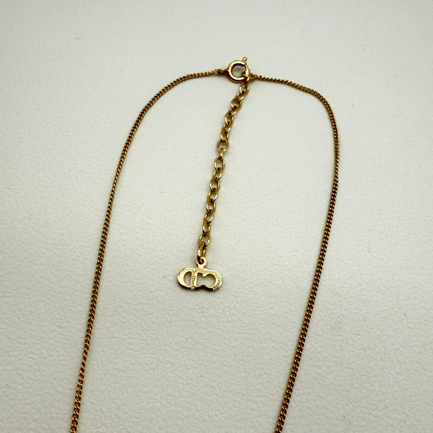 Christian Dior Vintage CD Logo in Heart Shape Pendant Golden Necklace