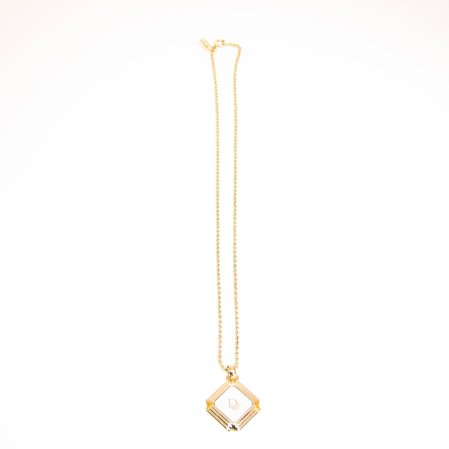 Christian Dior Vintage Dior Logo on Rhombus Silver and Golden Necklace