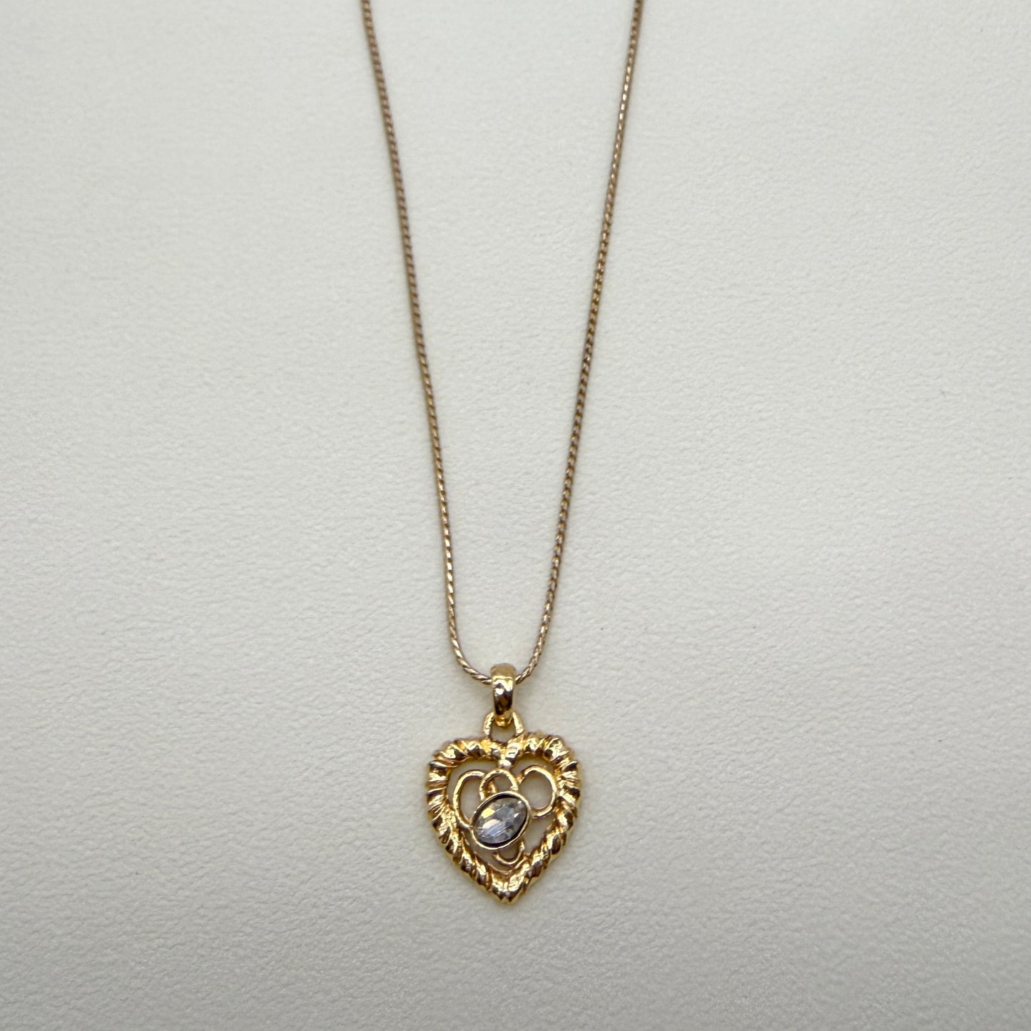 Yves Saint Laurent Vintage Heart Motif with Rhinestone Golden Necklace