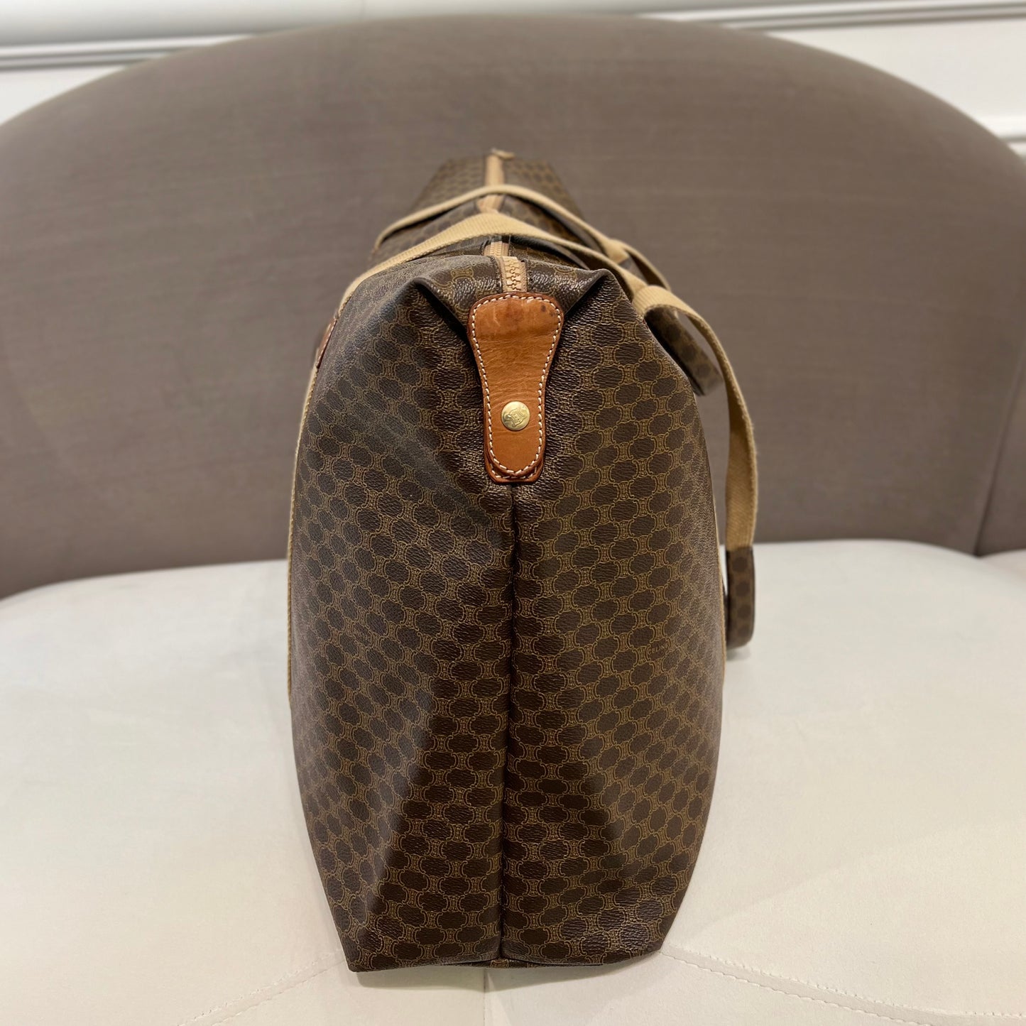 Celine Vintage Macadam 大棕色波士頓包